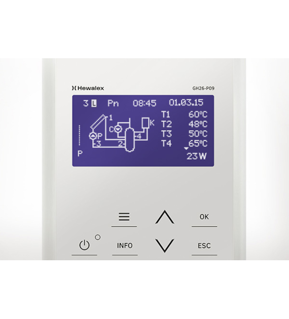 Sterownik solarny GH26-P09 ( z czujnikami temperatury ) HEWALEX