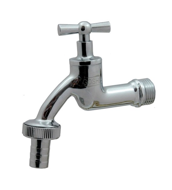 Zawór czerplany niklowany z końcówką na wąż 1/2  ( DN15 ) GOSHE