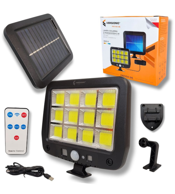 Lampa solarna 15W+czujnik 300lm COB 3 TRYB IP44 7892 VERGIONIC