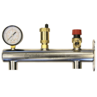 Grupa bezpieczeństwa CO zaworem bezpieczeństwa 3 BAR - długość 286 mm, manometr 4 bar, temperatura max 110°C, Stal nierdzewna CALIDO ARKA