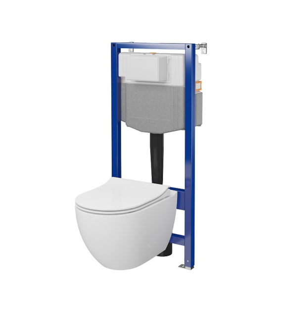SET C251: STELAŻ AQUA 50 PNEU QF + MISKA ZAWIESZANA ZEN BY CERSANIT CLEANON Z DESKĄ