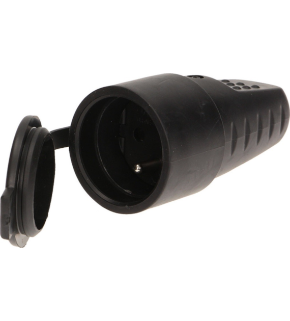 Gniazdo gumowe proste z uziemieniem, czarne OR-AE-1314 IP44 250V 16A ORNO