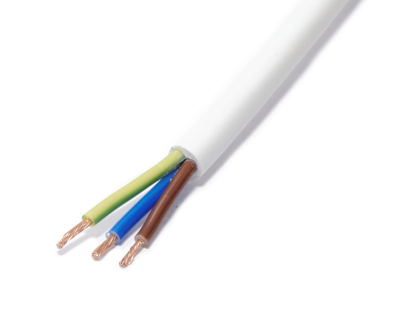 Przewód mieszkaniowy H03VV-F (OMY) 3x1,5 żo biały 300/300V  ( opakowanie 100m ) ELEKTROKABEL