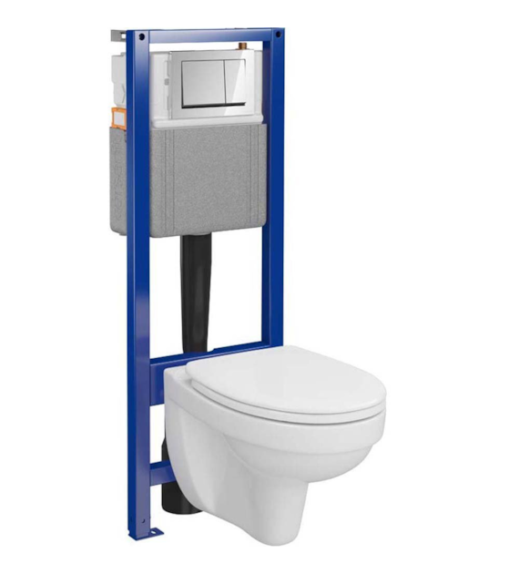 Zestaw podtynkowy system 40 mech + miska cersania + deska + przycisk chrom CERSANIT