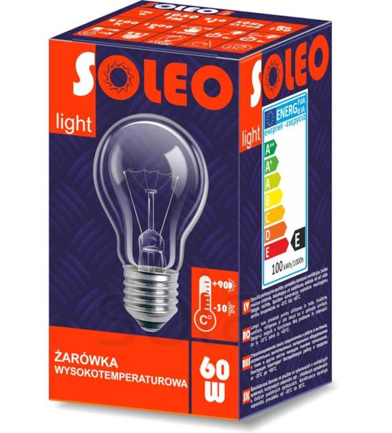 230V 60W E27 630lm A55 Żarówka wysokotemperaturowa Soleo