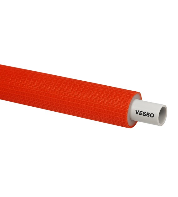 Rura PERT/AL/PERT w otulinie 9 mm z moletą 25x2.5 CZERWONA ( zwój 50mb) ( cena za 1 mb ) VESBO