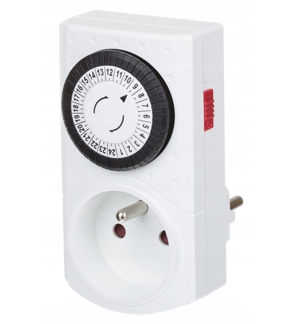 Programator czasowy mechaniczny 24h 30-minutowy, biały 67074 DUWI