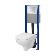 Zestaw podtynkowy SET C45: stelaż podtynkowy SYSTEM 40 MECANIC + miska wisząca ZIP SIMPLEON, biała + deska sedesowa, wolnoopadająca, z duroplastu, biała + przycisk sterujący ENTER II, chrom połysk, CERSANIT