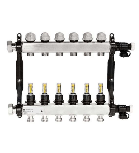 ProCalida VA 1C ze stali nierdzewnej, 6 obiegów, nakrętki G1'', 0,5 ÷ 4,0 l/min AFRISO