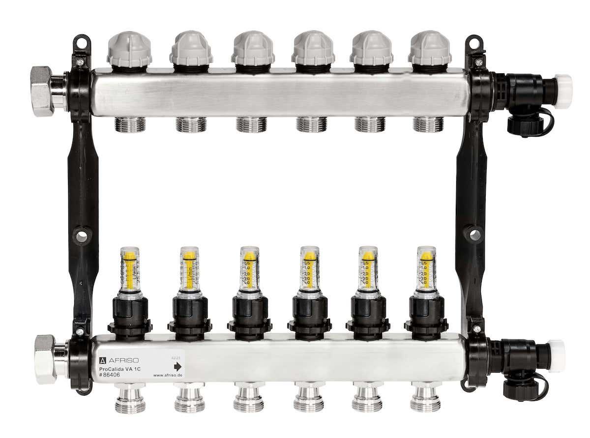 ProCalida VA 1C ze stali nierdzewnej, 6 obiegów, nakrętki G1'', 0,5 ÷ 4,0 l/min AFRISO