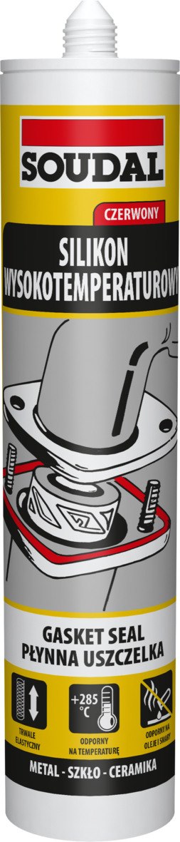 Silikon wysokotemperaturowy czerwony 280ml SOUDAL