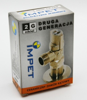 Zawór kątowy ceramiczny 2G 1/2 x3/4  nikiel IMPET