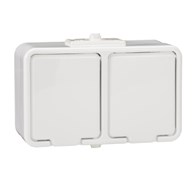 Gniazdo natynkowe podwójne z uziemieniem, IP44, biały CEDAR NT230H01