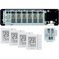 SALUS StartPack Standard - zestaw przewodowego sterowania ogrzewaniem podłogowym bez zarządzania przez Internet, listwa KL06-M, moduł PL07, cztery regulatory VS30W