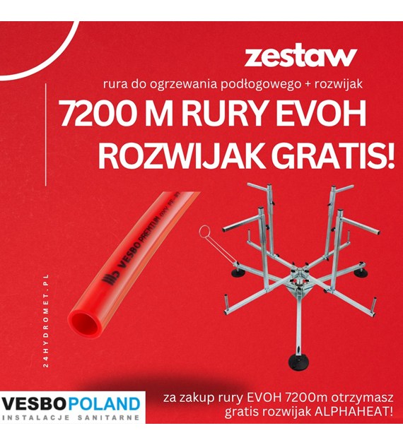 Rura PERT-EVOH VPremium 16X2.0 RED ( zwój 600m ) ZESTAW 7200 m VESBO + ROZWIJAK