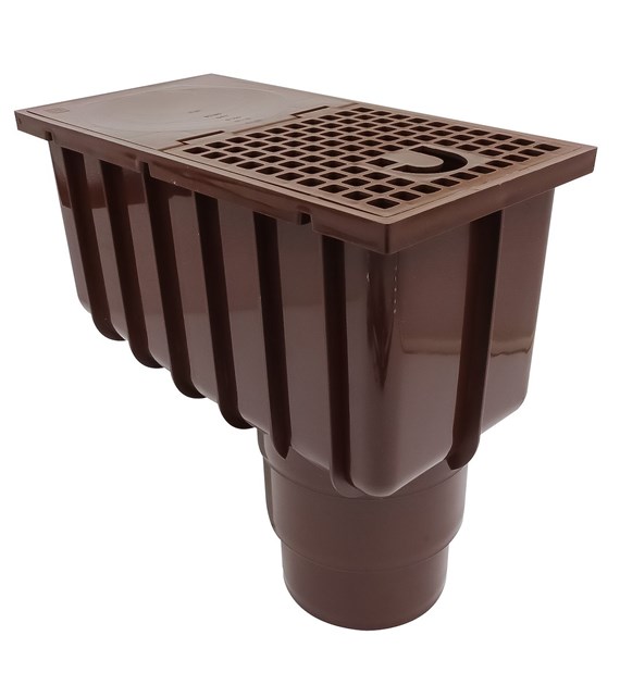 Osadnik rynnowy dolny brązowy fi 110/125-wpust kratka, przepływ 5L/s DES