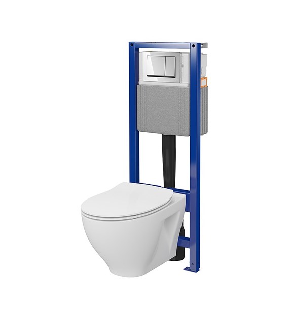 Zestaw podtynkowy SYSTEM 40 mechaniczny, miska SAVIO, deska, przycisk chrom S701-828 CERSANIT