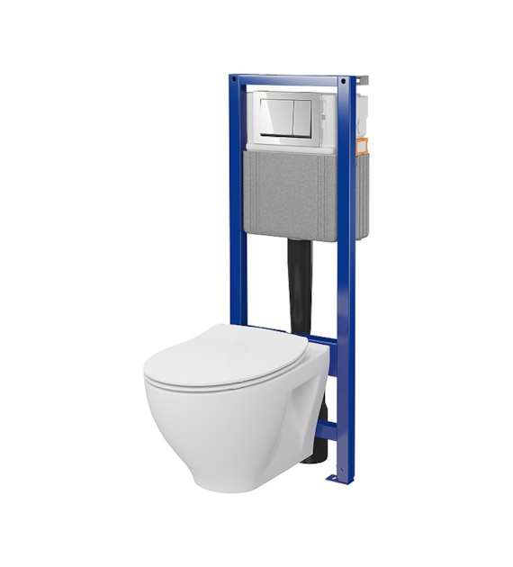 Zestaw podtynkowy SYSTEM 40 mechaniczny, miska SAVIO, deska, przycisk chrom S701-828 CERSANIT
