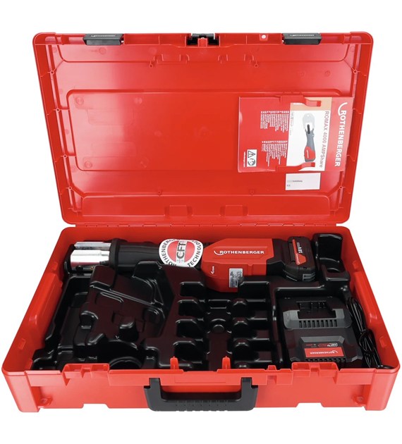 Elektrohydrauliczna zaciskarka akumulatorowa AMPShare do zgodnego z systemem zaciskania złączek o średnicy do 110 mm z siłą 32-34 kN. ROTHENBERER