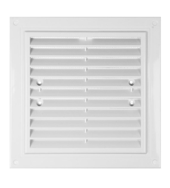 Kratka wentylacyjna 350x350 mm z siatką i uchwytami mocującymi, biała VENTIKA