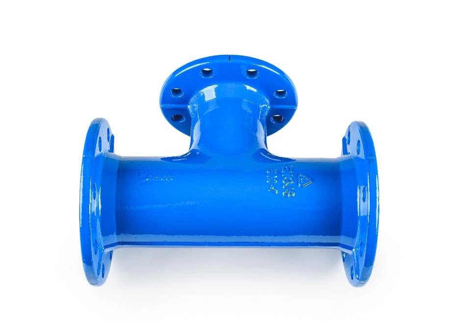 Trójnik żeliwny kołnierzowy T 100x100x100 8 otworowe, żeliwo sferoidalne WG