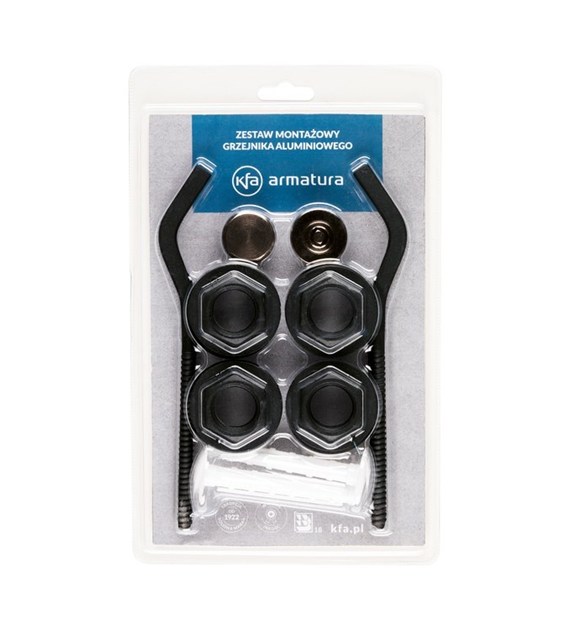Zestaw do grzejnika aluminowego montażowy CZARNY KFA