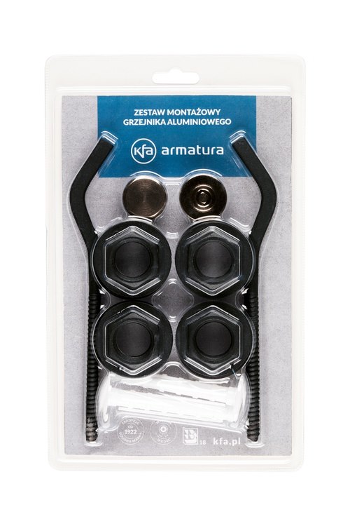 Zestaw do grzejnika aluminowego montażowy CZARNY KFA
