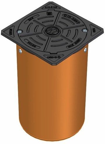 Właz żeliwny teleskopowy kwadratowy 325x325, KL.B125 (12.5T), przykręcany, z rurą d315 L=500, bez manszety, do studni 315, malowany W0600-1210-0101-000