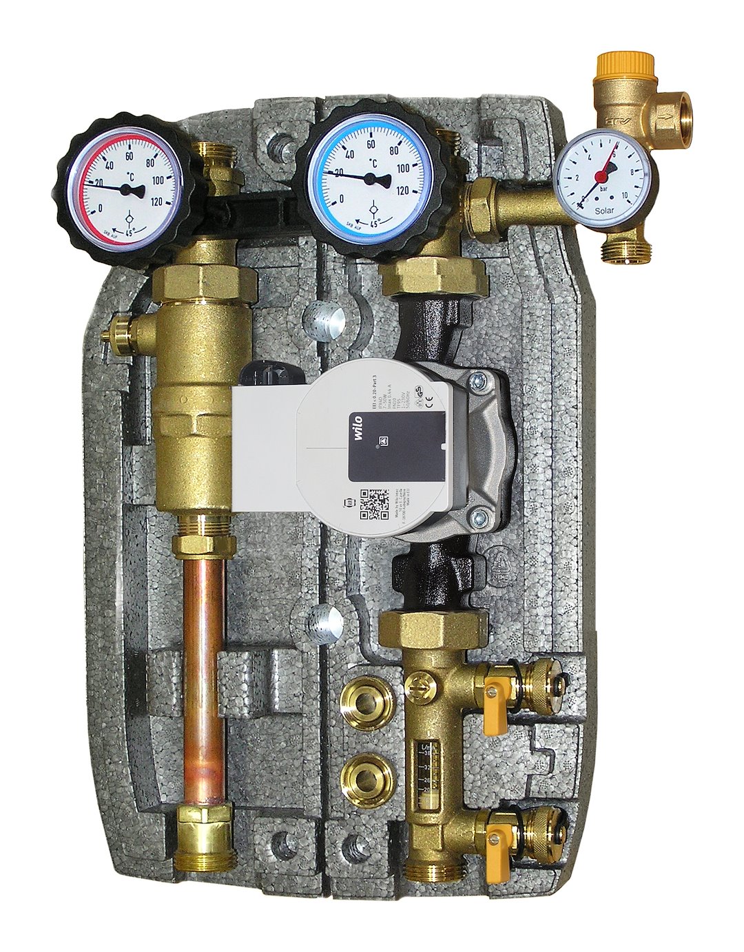 Grupa pompowa dwudrogowa 2-12l/min z pompą GRUNDFOS UPM3.25-75 ( 303651SB-12 ) gwint 3/4  S2 SOLAR 3 KOSPEL
