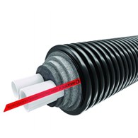 Rura preizolowana podwójna DELTA PEX HEAT DUO 32+32x125, PN6, 1szt.=zwój 15m, do instalacji c.o., izolacja cieplna z pianki PE, karbowany płaszcz zewnętrzny HDPE 70612503215W