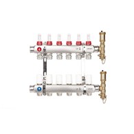 Rozdzielacz do podłogówki BASE INOX z rotametrami i złączkami euroconus K5 PLUS-2 G1”-G3/4” 6 obwodów VALVEX ( bez oryginalnego opakowania, może być porysowany )