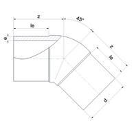 Kolano doczołowe wtryskowe z długimi końcami zgrzewania 45° PE100RC SDR11 d 160 SIMONA