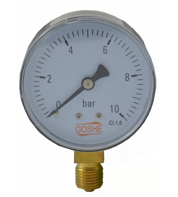 Manometr M 63 R 0,1 MPa (1,0 bar) podejście od dołu 1/4  GOSHE