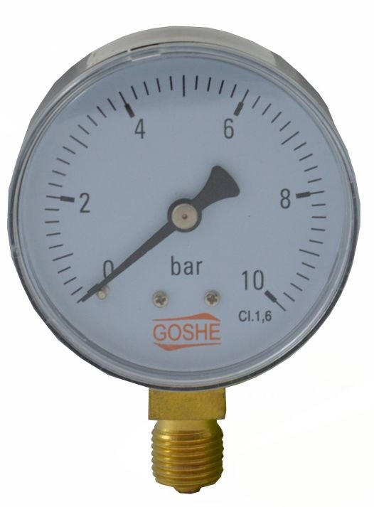 Manometr M 63 R 0,1 MPa (1,0 bar) podejście od dołu 1/4  GOSHE