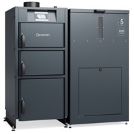 Kocioł pelletowy KOMPAKT LUX 12 kW KT komin tył, palnik samoczyszczący klasa 5 ECODESIGN LEWY KAMEN