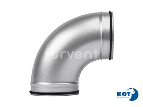 Łuk tłoczony ocynkowany, kolano DN 100 / 90 z uszczelką FORVENT
