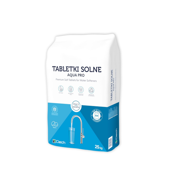 Sól do uzdatniania wody, tabletki solne AQUA PRO 25kg