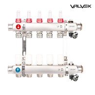 Rozdzielacz do podłogówki BASE ECOLINE PLUS INOX z rotametrami i złączkami euroconus K5H-13 G1 - 13 obwodów VALVEX
