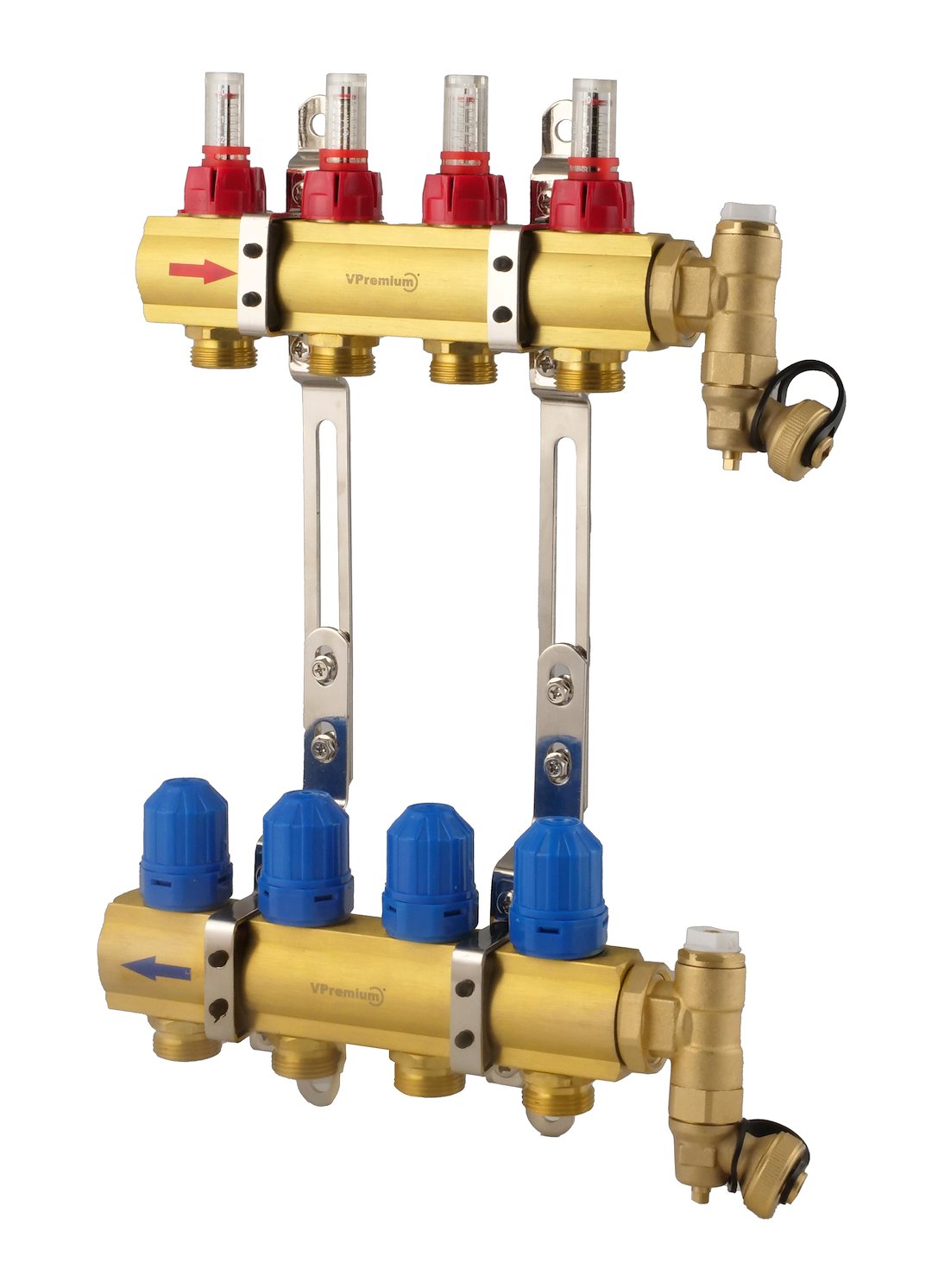 Rozdzielacz mosiężny VPremium z przepływomierzami 7 sekcji VESBO
