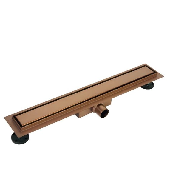 Balneo Duplex Next Copper Odpływ liniowy 90 cm miedziany dwustronny ze stali nierdzewnej szczotkowanej z niskim syfonem i głębokim osadnikiem