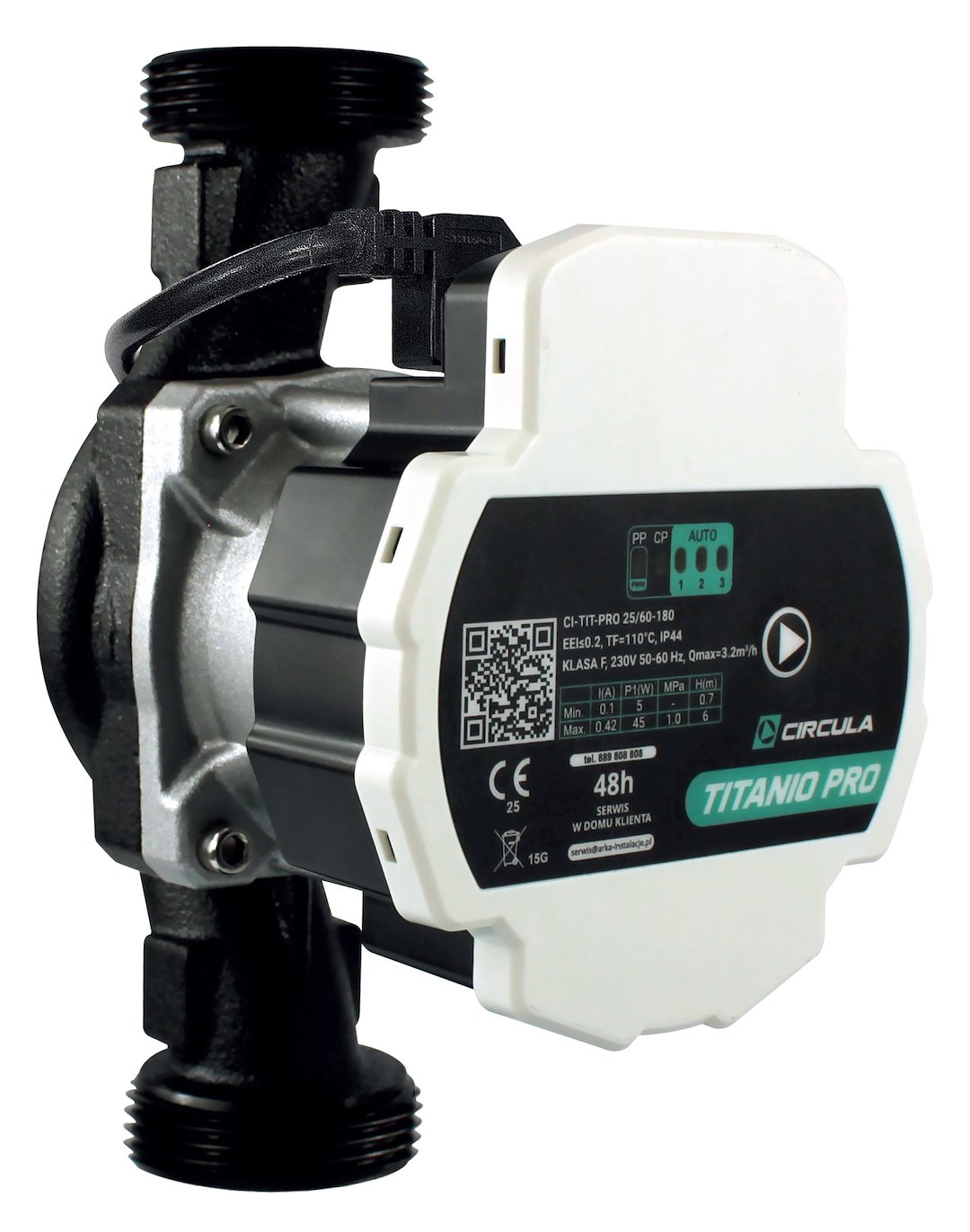 Pompa elektroniczna C.O. 25/60 180MM TITANIO PRO SOLAR ARKA