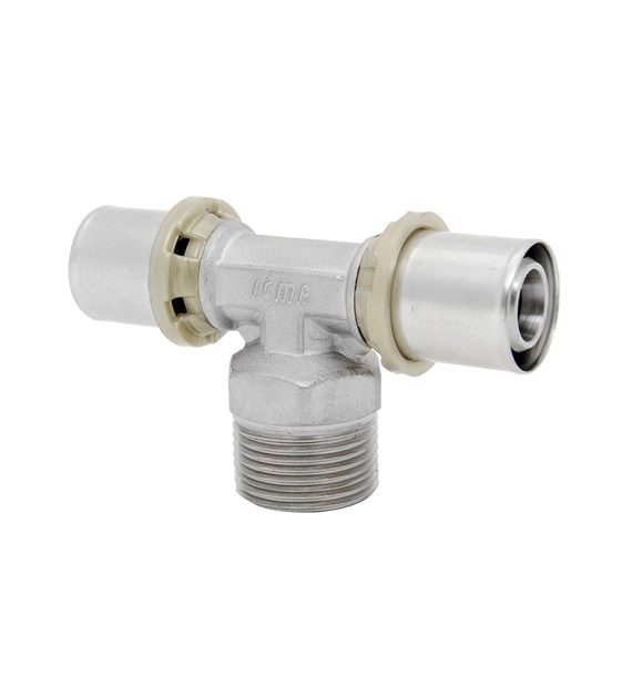 Trójnik zaprasowywany redukcyjny z gwintem zewnętrznym PEX 25x3/4x25 DURO SYSTEM ARKA