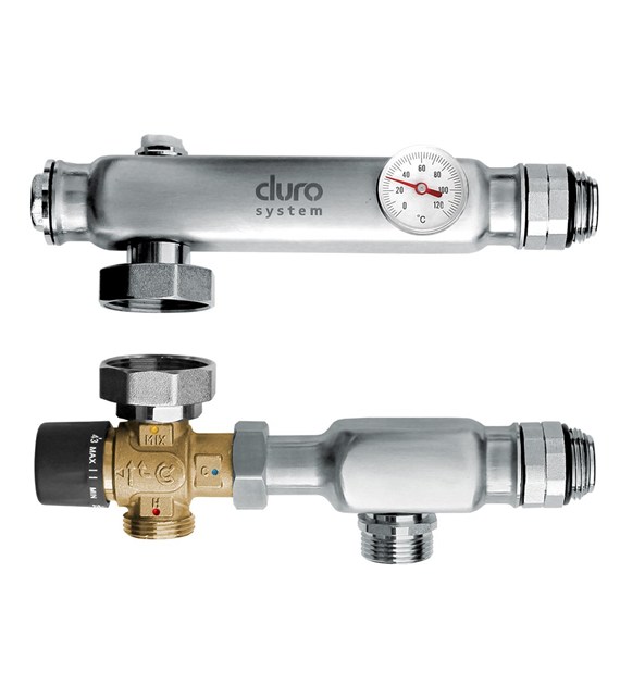 DURO SYSTEM-UKŁAD MIESZAJĄCY UMN-B DO ROZDZIELACZY OGRZEWANIA PODŁOGOWEGO BEZ POMPY Z ZAWOREM TERMOSTATYCZNYM MIESZAJĄCYM TRÓJDROGOWYM KV3,2 CALIDO