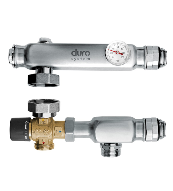DURO SYSTEM-UKŁAD MIESZAJĄCY UMN-B DO ROZDZIELACZY OGRZEWANIA PODŁOGOWEGO BEZ POMPY Z ZAWOREM TERMOSTATYCZNYM MIESZAJĄCYM TRÓJDROGOWYM KV3,2 CALIDO