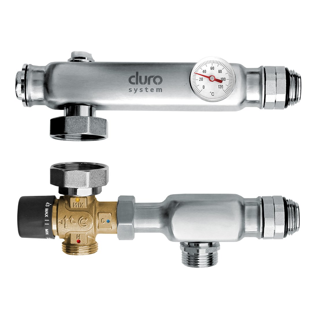 DURO SYSTEM-UKŁAD MIESZAJĄCY UMN-B DO ROZDZIELACZY OGRZEWANIA PODŁOGOWEGO BEZ POMPY Z ZAWOREM TERMOSTATYCZNYM MIESZAJĄCYM TRÓJDROGOWYM KV3,2 CALIDO