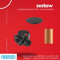 ZESTAW Kineta ZBIORCZA 315/200 BASIC WAVIN + Rura 315 1.5m WAVIN + pokrywa 1.5T tworzywo DES