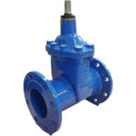 Zasuwa klinowa EcoValve do wody, kołnierzowa DN100, PN16, długa F5, miękkouszczelniona, EPDM, śruby-stal nierdzewna A2-70, bez kółka, zamykanie CC (w prawo), GJS-żeliwo sferoidalne, kolor niebieski AD0368