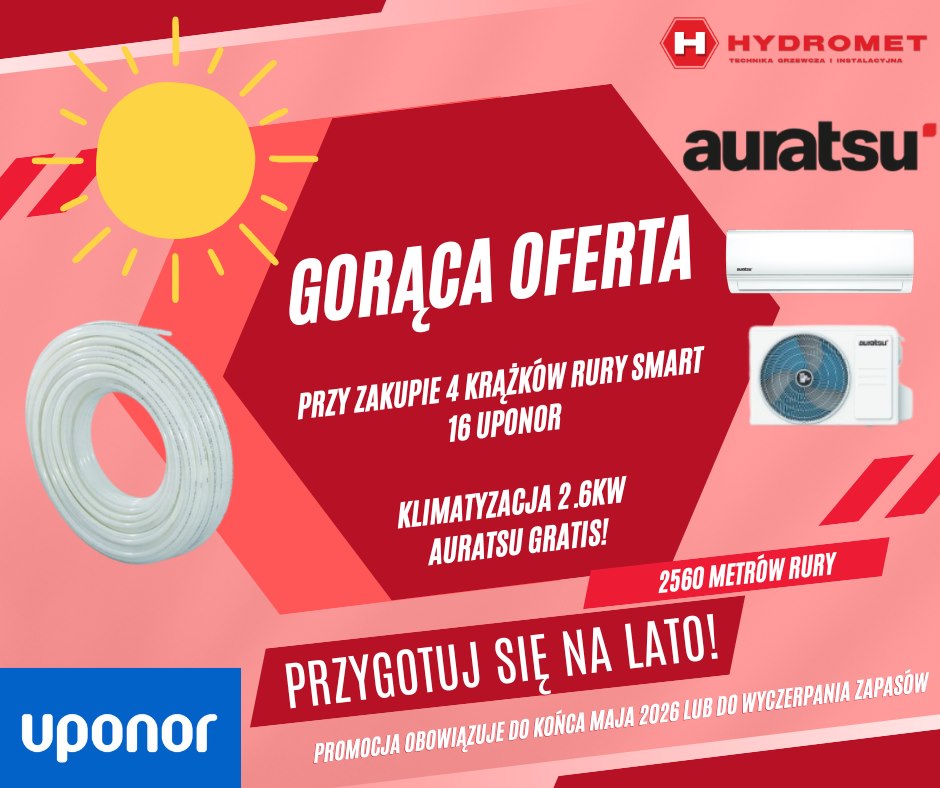 Rura SMART UPONOR 16 ( zwój 640m ) ZESTAW 2560 m UPONOR +  klimatyzacja AURATSU 2.6 kW