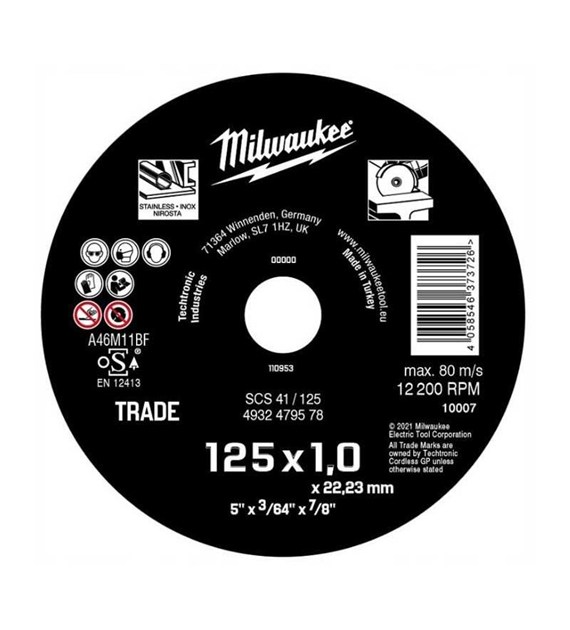 Tarcza do cięcia SCS41 125x1,0mm  Milwaukee