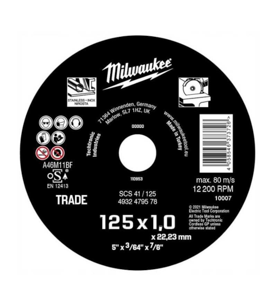 Tarcza do cięcia SCS41 125x1,0mm  Milwaukee